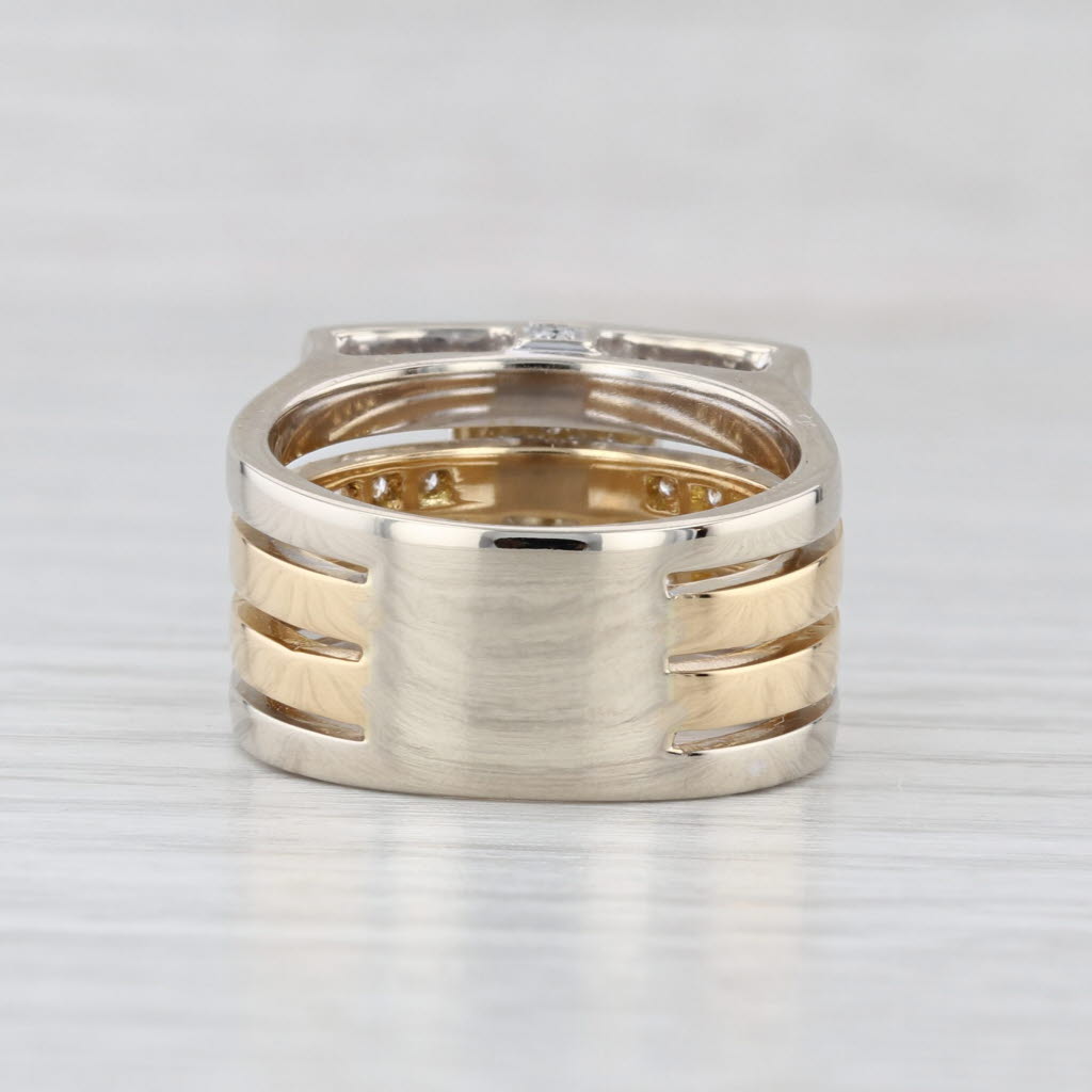 0.70ctw Diamond Multiband 2-Toned Ring 18k White Yellow Gold Size 7.25