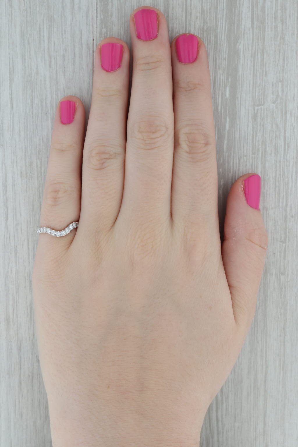 Dark Gray 0.52ctw Diamond Contoured Wedding Band 14k White Gold Size 6.25 Stackable Guard