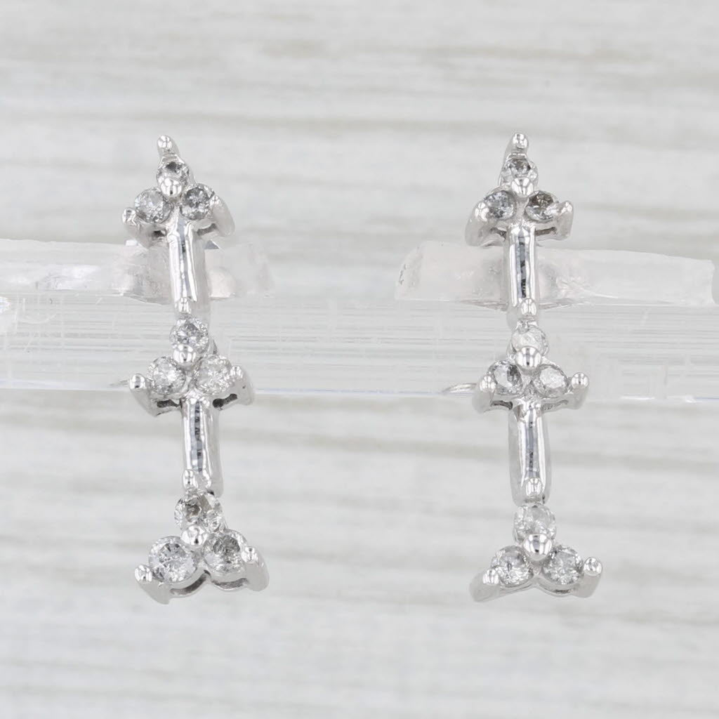 Light Gray 0.26ctw Diamond Journey Earrings 10k White Gold Drops