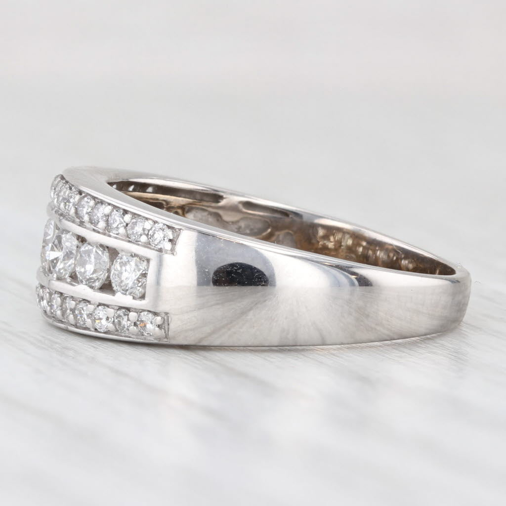 Light Gray 0.90ctw Diamond Anniversary Wedding Band 14k White Gold Size 8.5