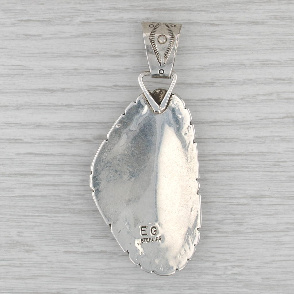 Elisabeth Guerro Navajo Chalcedony Quartz Wild Buffalo Pendant Sterling Silver