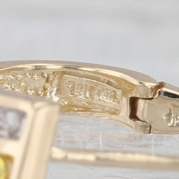 0.67ctw Yellow Sapphire Diamond J-Hook Earrings 14k Yellow Gold Lever Backs