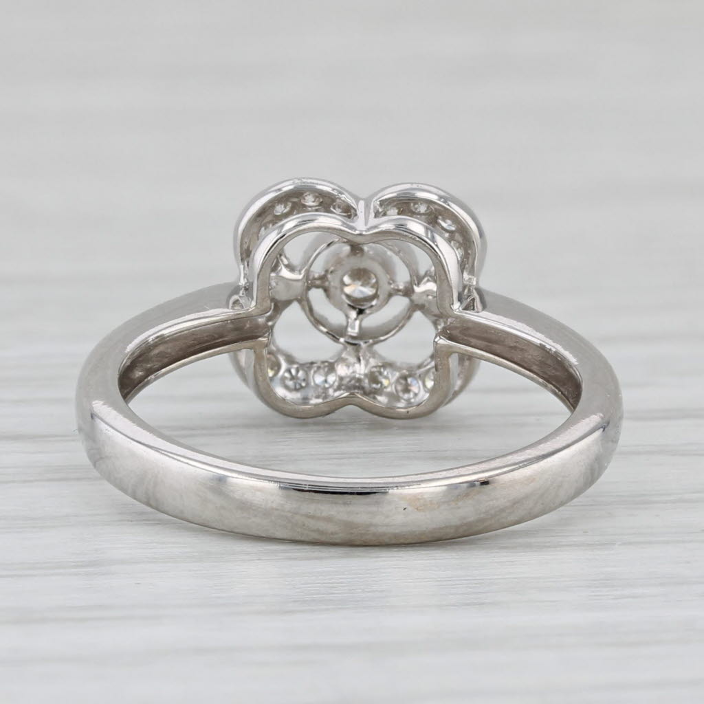 Gray 0.12ctw Diamond Flower Ring 14k White Gold Size 5.5