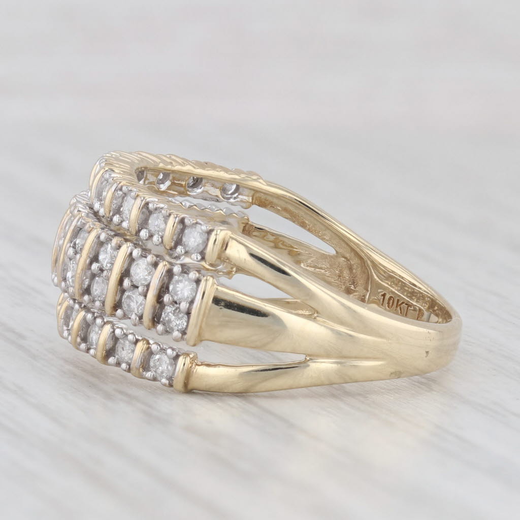 Light Gray 0.75ctw Diamond 3-Band Design 10k Yellow Gold Size 9 Anniversary