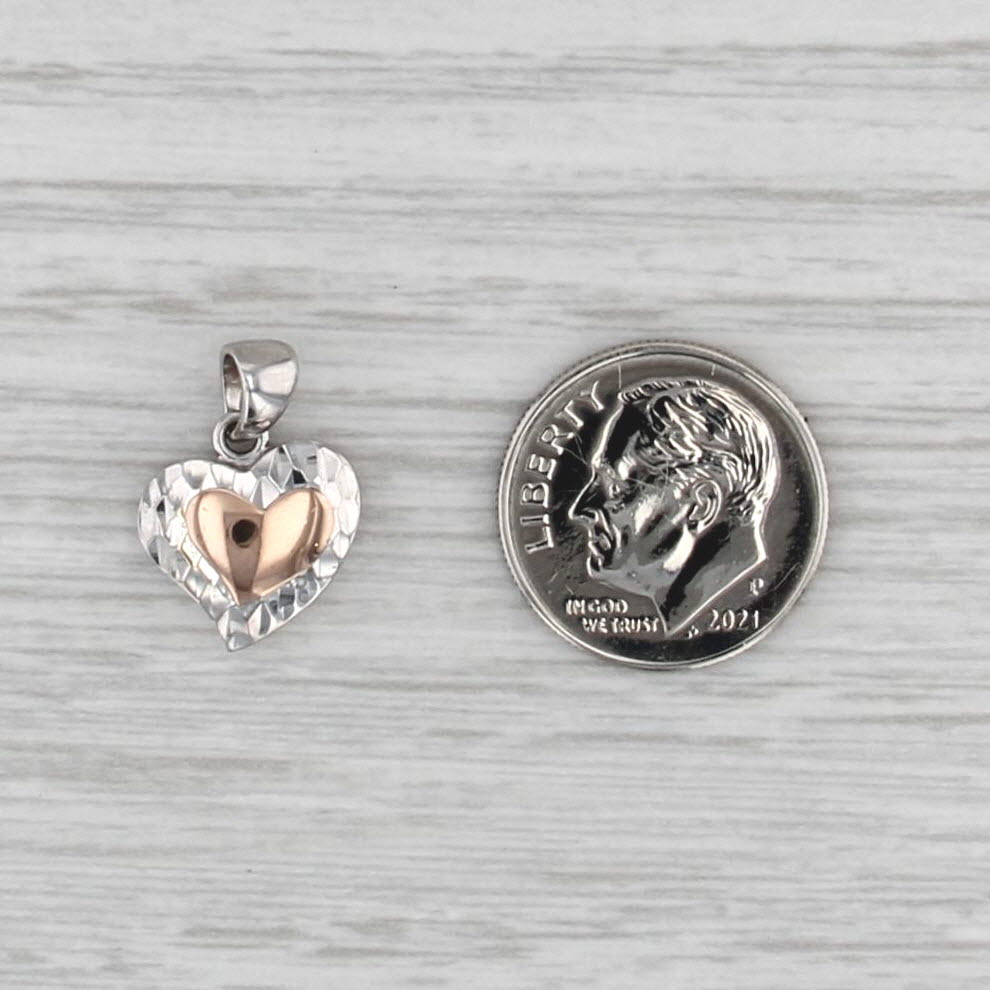 Heart Pendant 14k White Rose Gold Small Drop