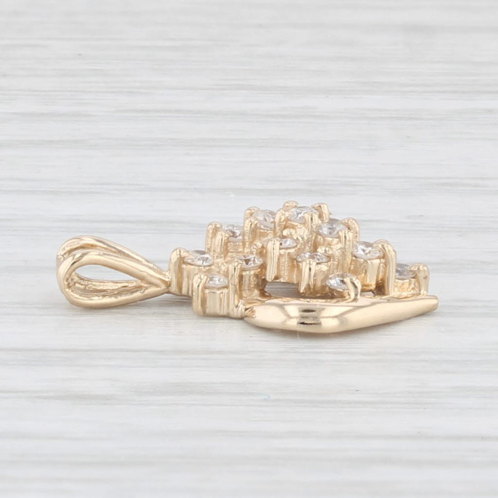 Light Gray 0.20ctw Diamond Cluster Pendant 14k Yellow Gold Small Drop