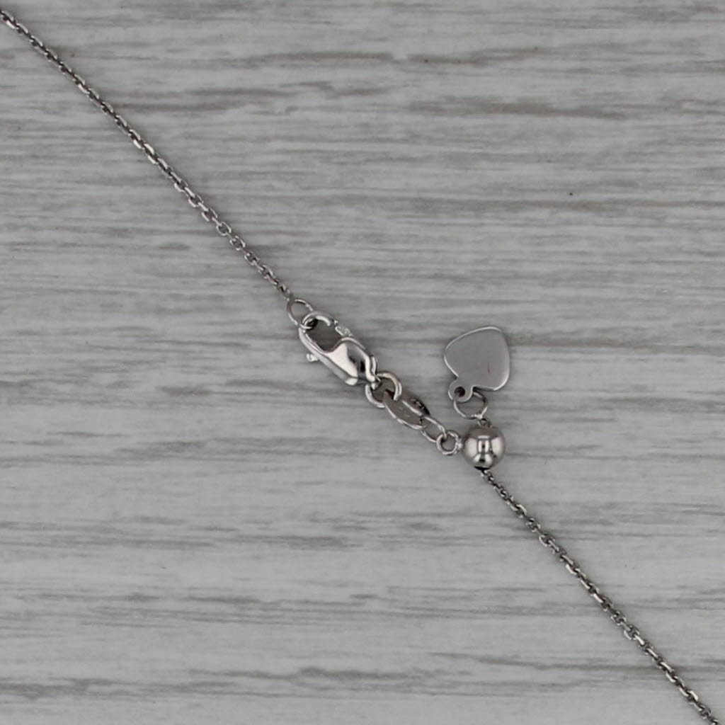 22" Adjustable Necklace 14k White Gold Cable Ball Slide