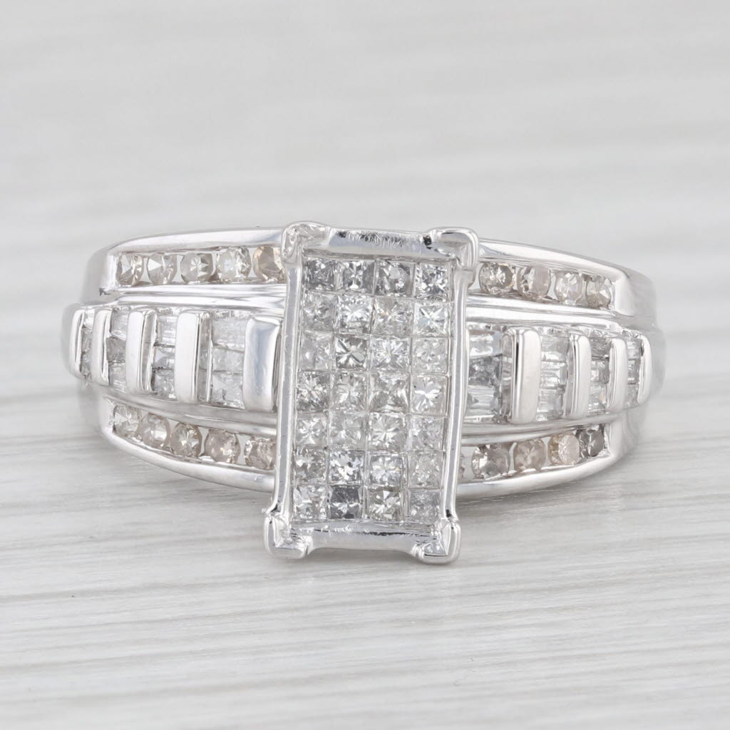 Light Gray 1.02ctw Diamond Engagement Ring 10k White Gold Size 7 Bridal Set Design