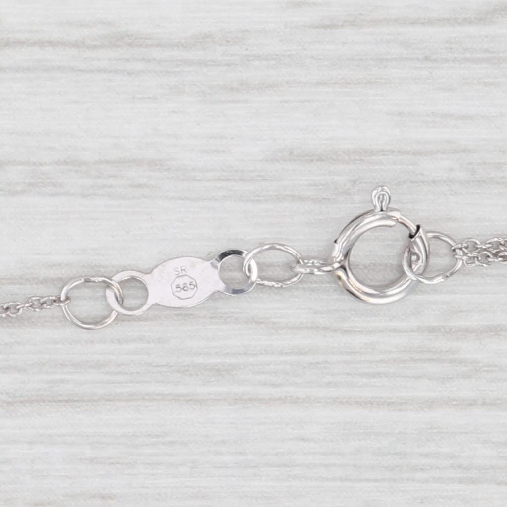 Diamond V Necklace 14k White Gold 15.25" 16.25" 17.25" Adjustable Cable