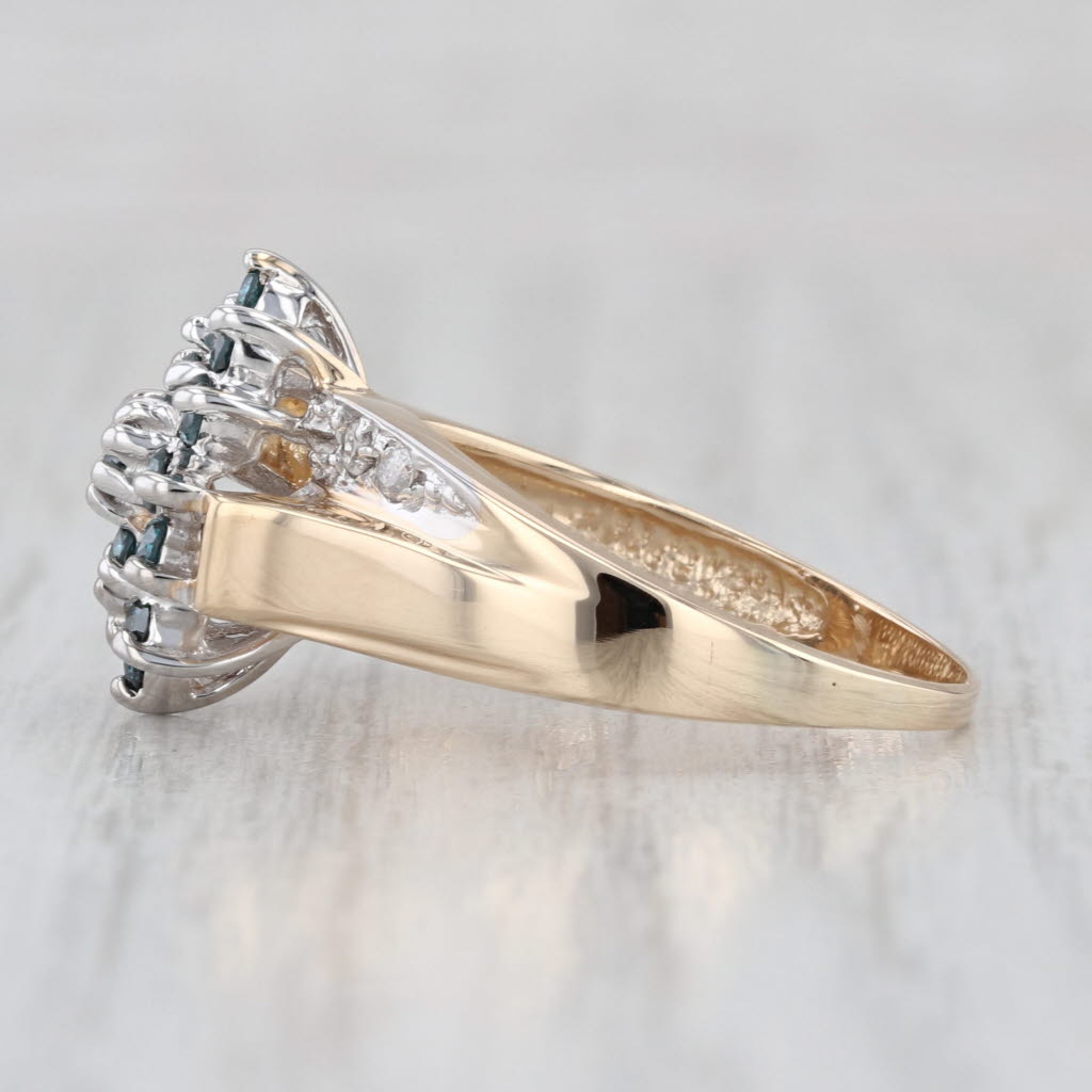 0.43ctw Blue White Diamond Cluster Ring 14k Yellow Gold Size 7