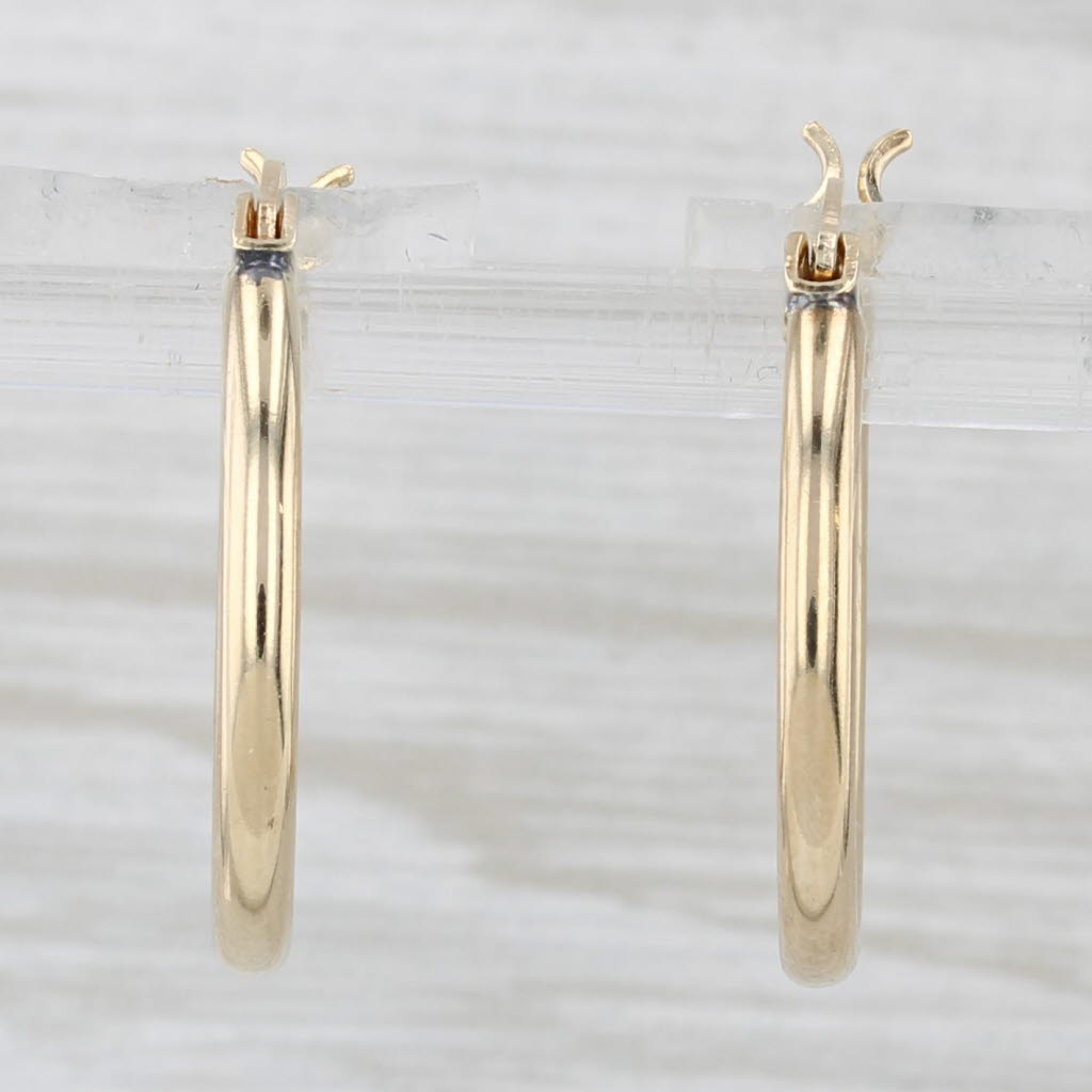 Light Gray Classic Hoop Earrings 14k Yellow Gold 20.5 x 2.1mm Snap Top Round Hoops