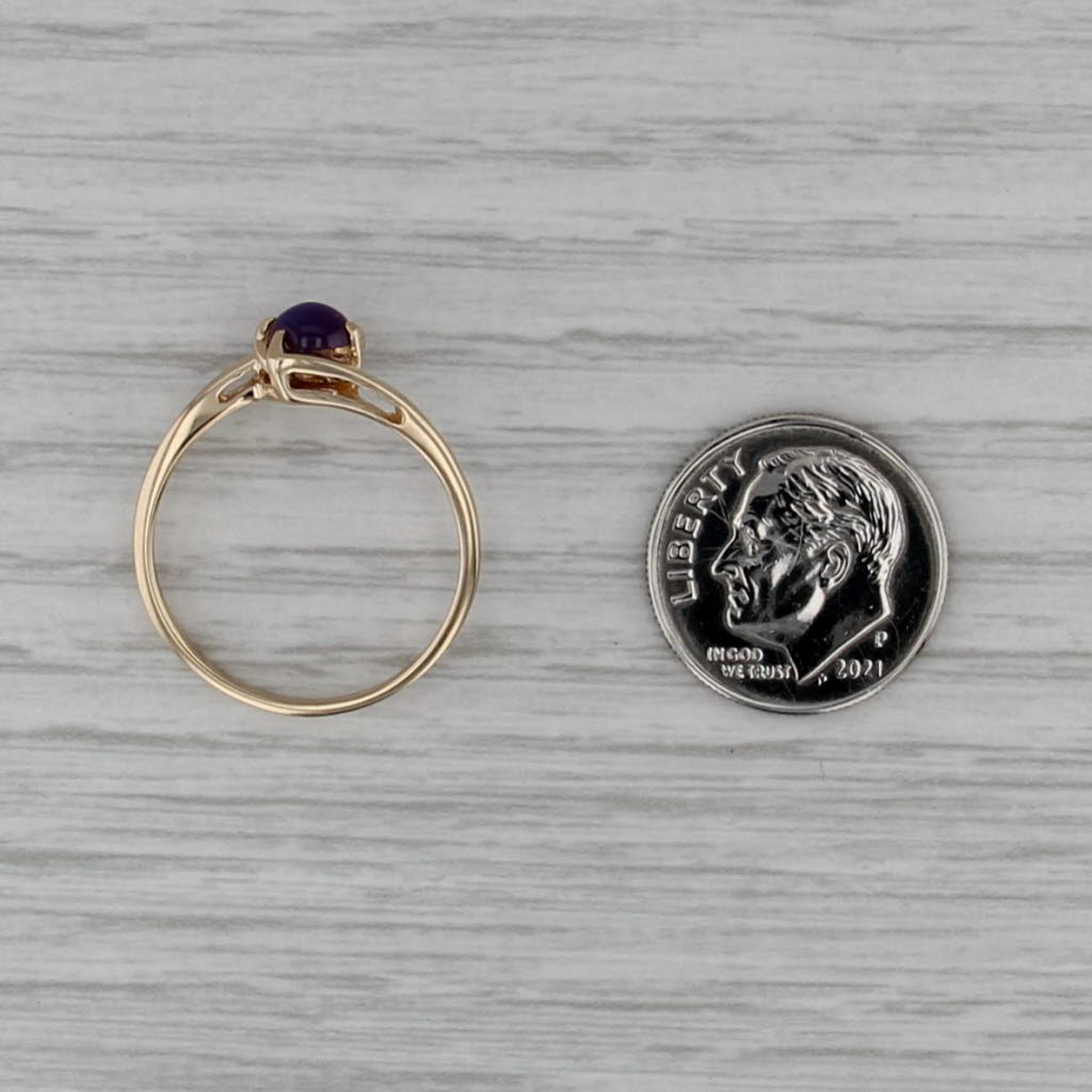 Linde Lab Created Purple Star Sapphire 14k Yellow Gold Bypass Size 6