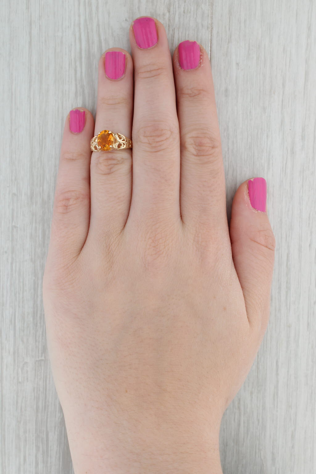 Gray 1.66ct Orange Citrine Ring 10k Yellow Gold Size 6 Open Work