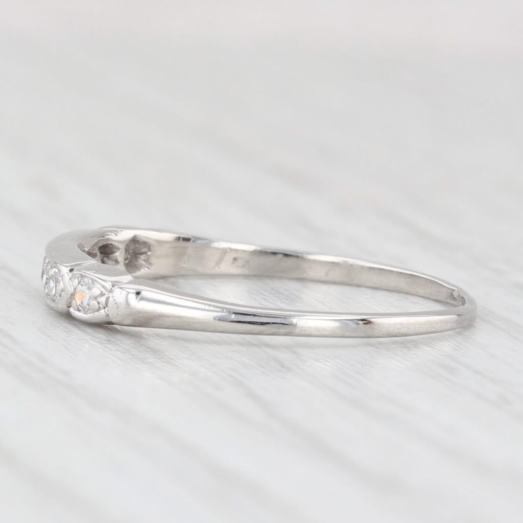 Light Gray Art Deco 0.12ctw Diamond Wedding Band Platinum Stackable Ring