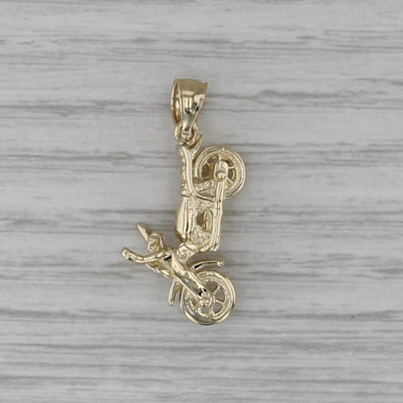 Motorcycle Pendant 10k Yellow Gold 3D Charm