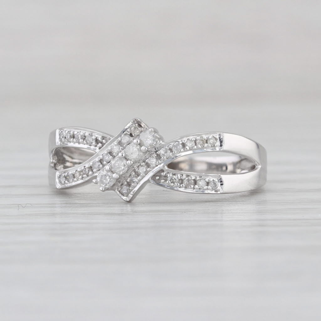0.12ctw Diamond Bypass Ring 10k White Gold Size 7.25