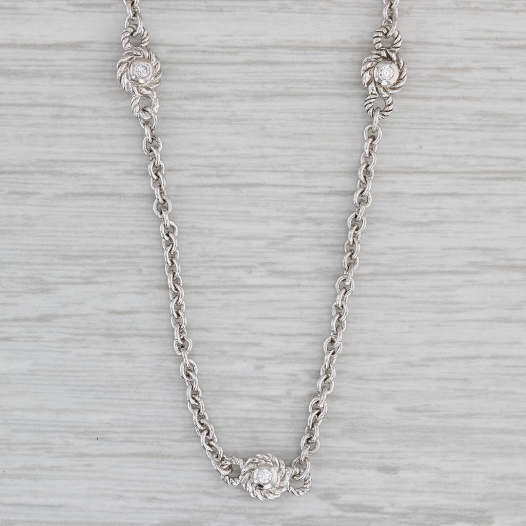 Gray Judith Ripka Cubic Zirconia Station Necklace 36" Long Cable Chain