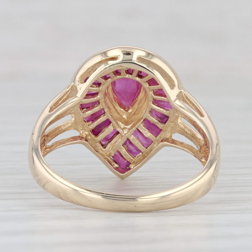Light Gray 1.80ctw Ruby Teardrop Ring 14k Yellow Gold Size 7