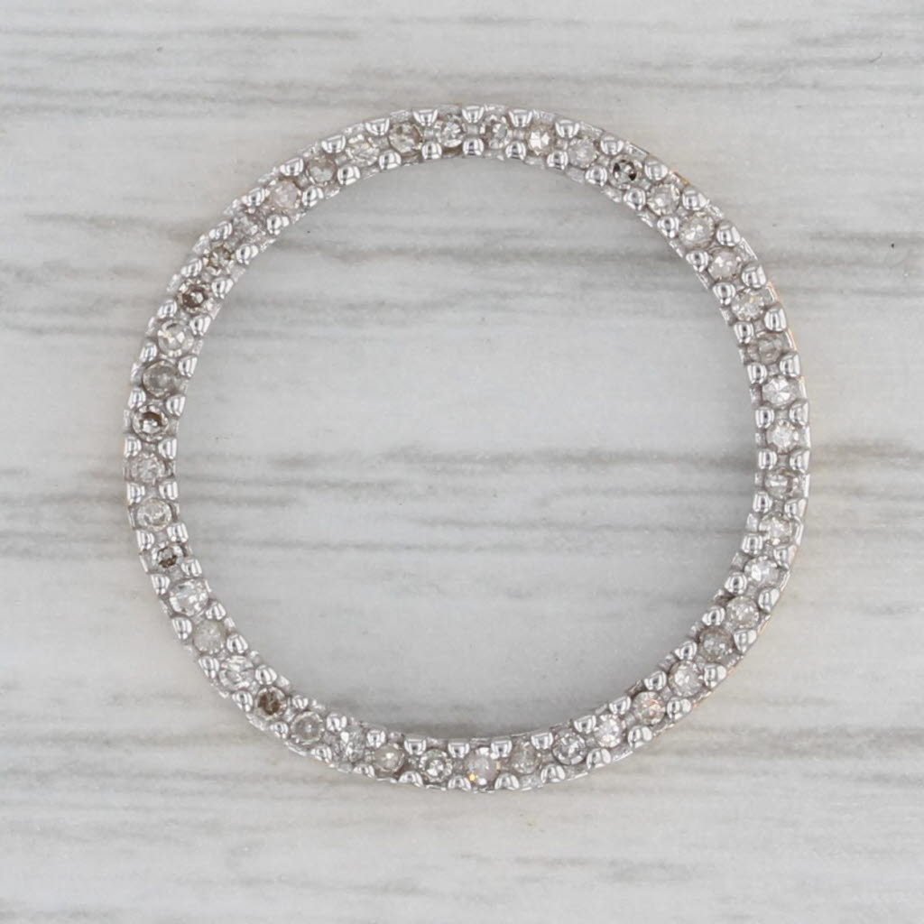 Gray 0.15ctw Diamond Eternity Circle Pendant 10k Gold Floating Drop