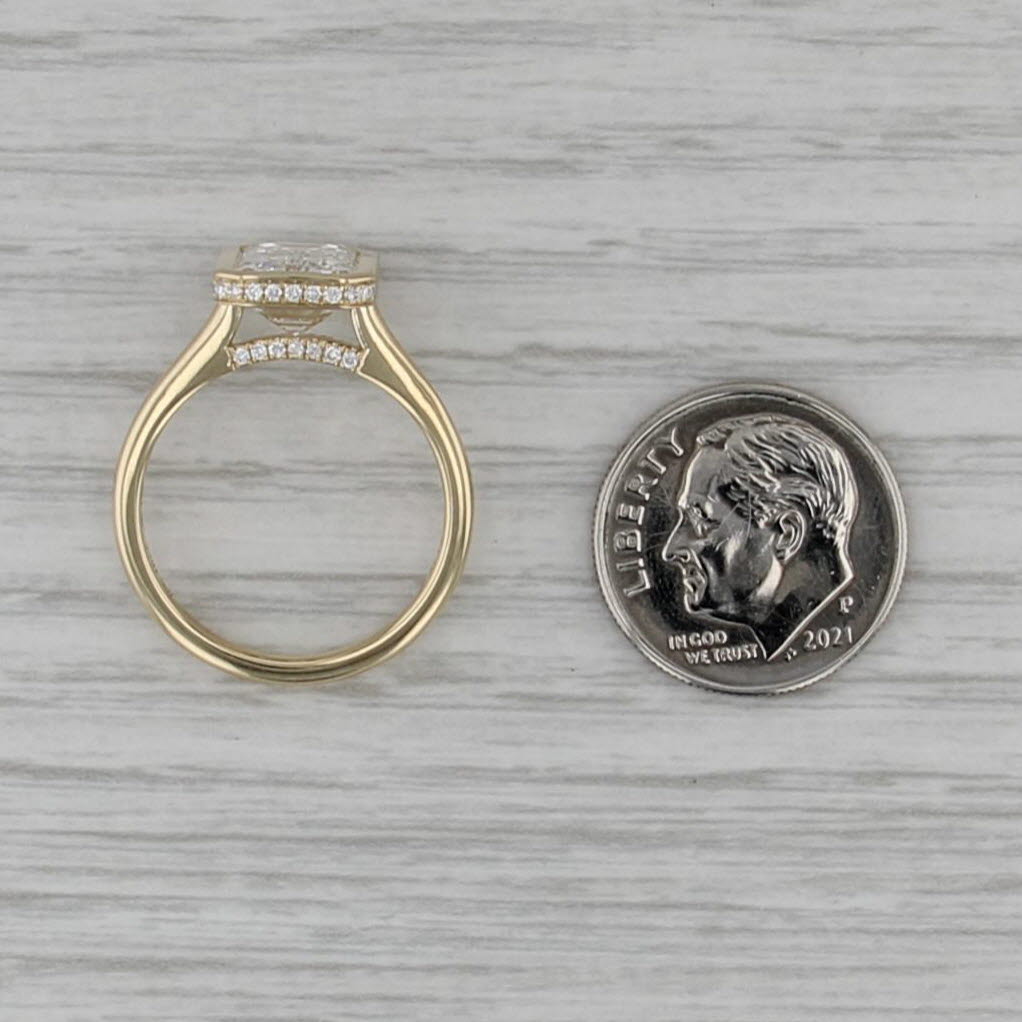 New IGI 3.30ctw Emerald Cut Lab Grown Diamond Engagement Ring 14k Yellow Gold