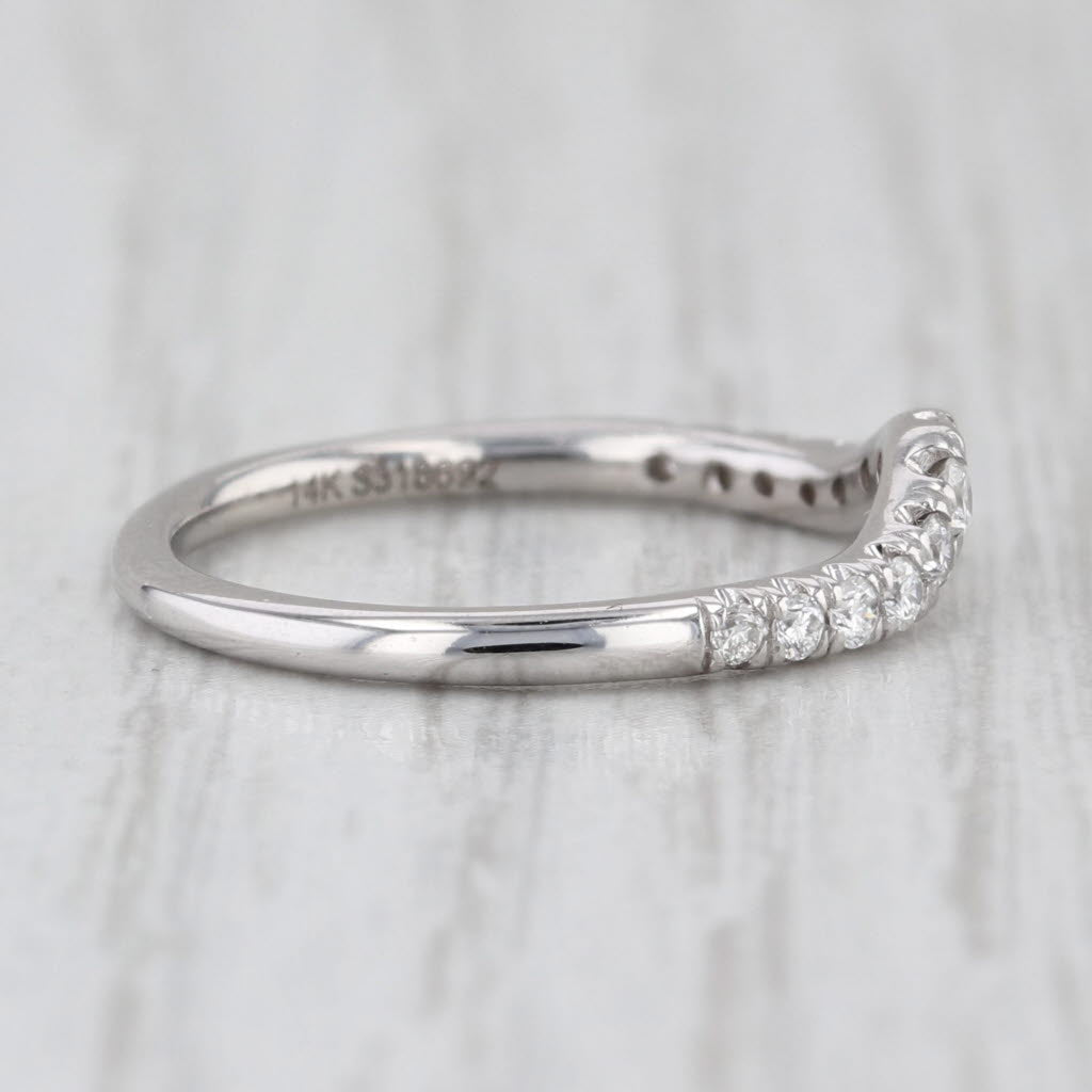 Gabriel Co 0.25ctw Contoured Diamond Wedding Ring 14k White Gold Stackable Band