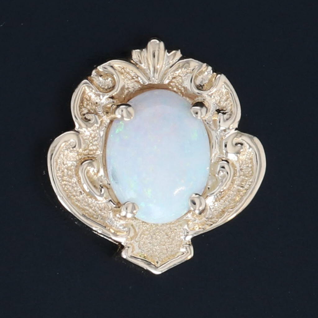 Black Opal Slide Bracelet Charm 14k Yellow Gold Vintage Goldman Kolber