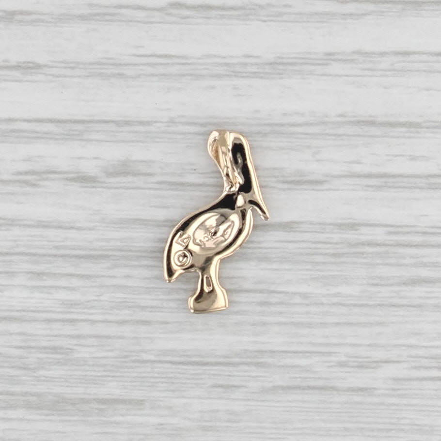 Pelican Pendant 14k Yellow Gold Nautical Bird Jewelry