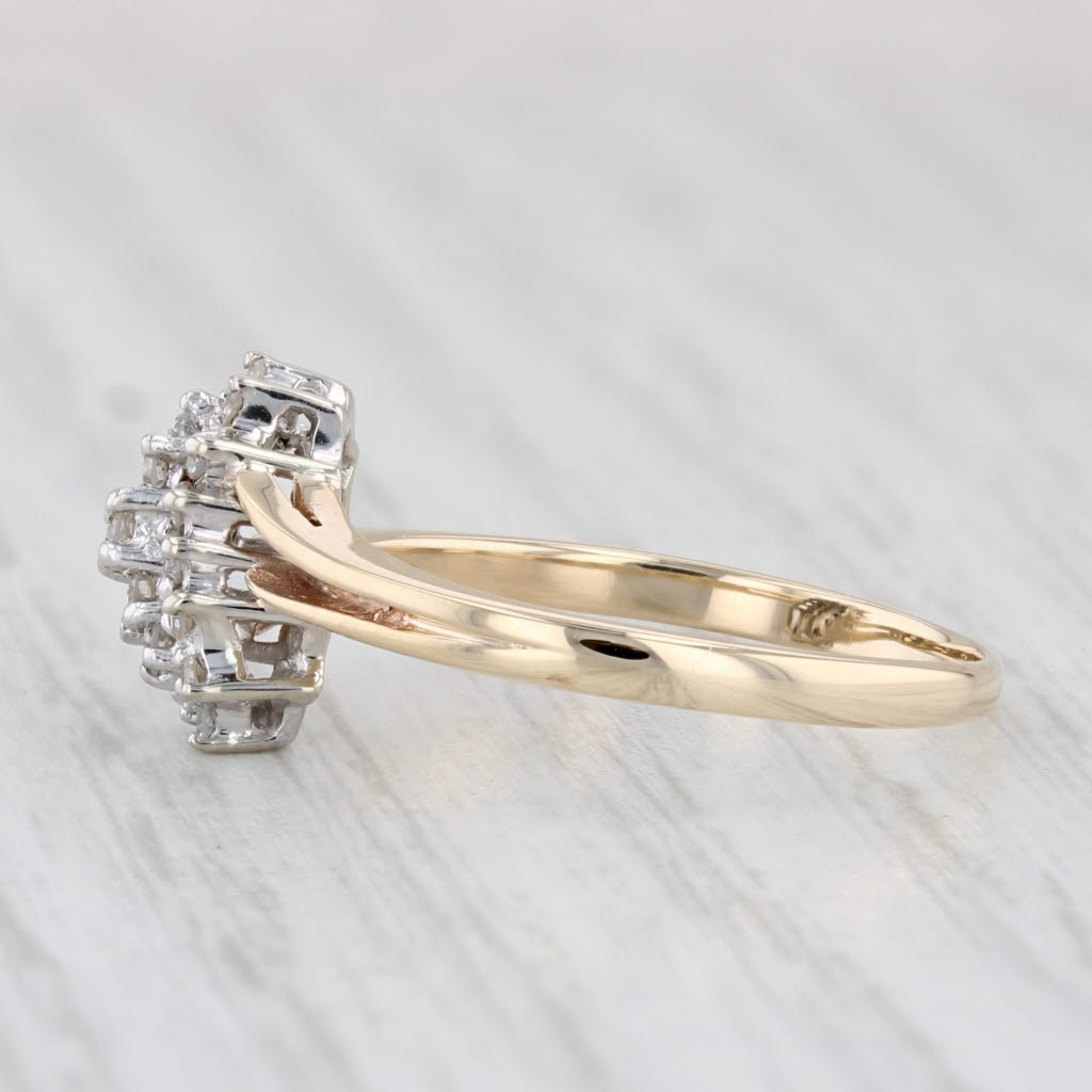 Light Gray 0.17ctw Diamond Cluster Bypass Ring 10k Yellow Gold Size 7.25