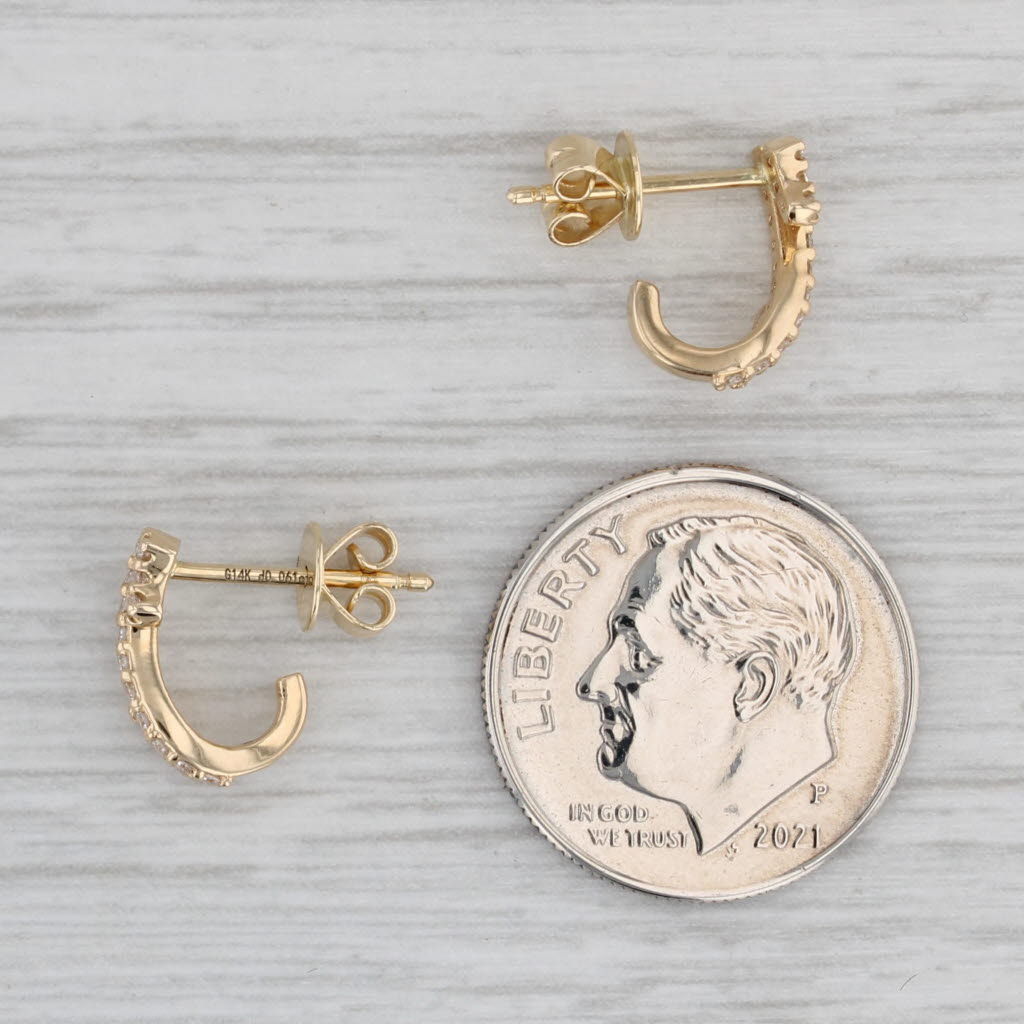 Gray New 0.12ctw Diamond J-Hook Earrings 14k Yellow Gold