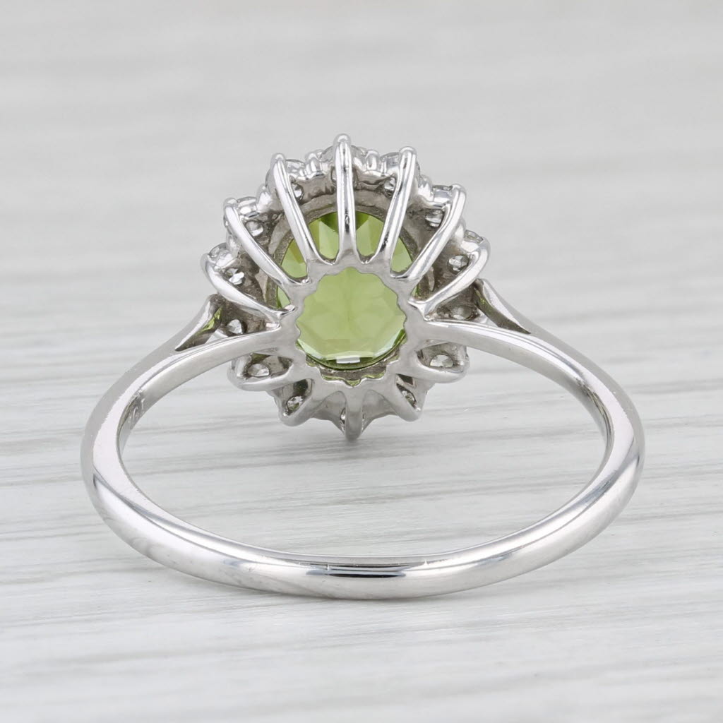 Light Gray 2.55ctw Peridot Diamond Halo Ring 14k White Gold Size 8.5