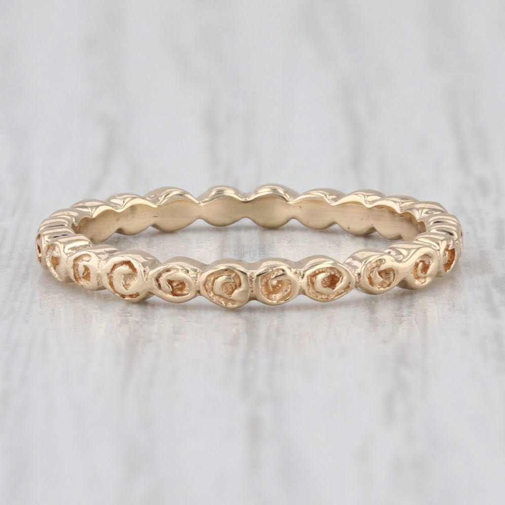 Authentic Pandora Small Roses Ring 150102 14k Yellow Gold Stackable Band 7.25 55