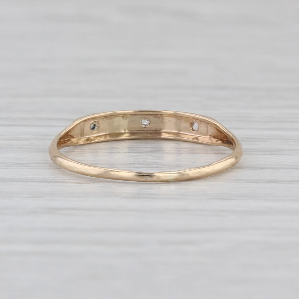Vintage Rose Cut Diamond Ring 14k Yellow Gold Size 7.5 Wedding Stackable Band