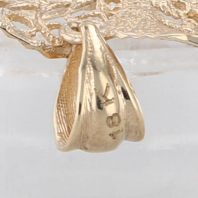 Filigree Flower Pendant 18k Yellow Gold Floral Drop