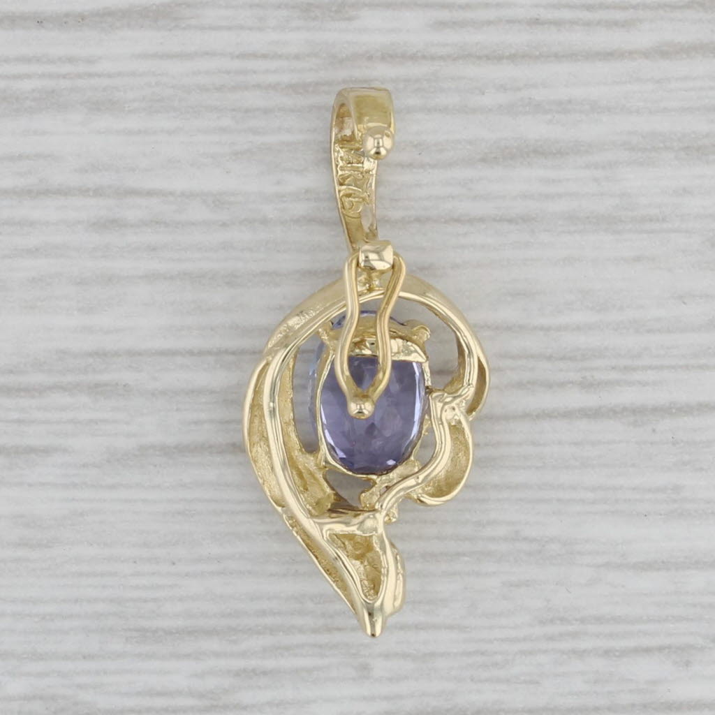 Gray 0.90ct Oval Tanzanite Diamond Pendant 14k Yellow Gold Enhancer Clip Bail