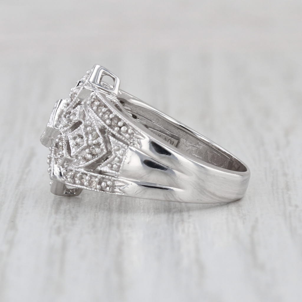 0.35ctw Diamond Flower Ring 10k White Gold Size 5.75-6 Cocktail