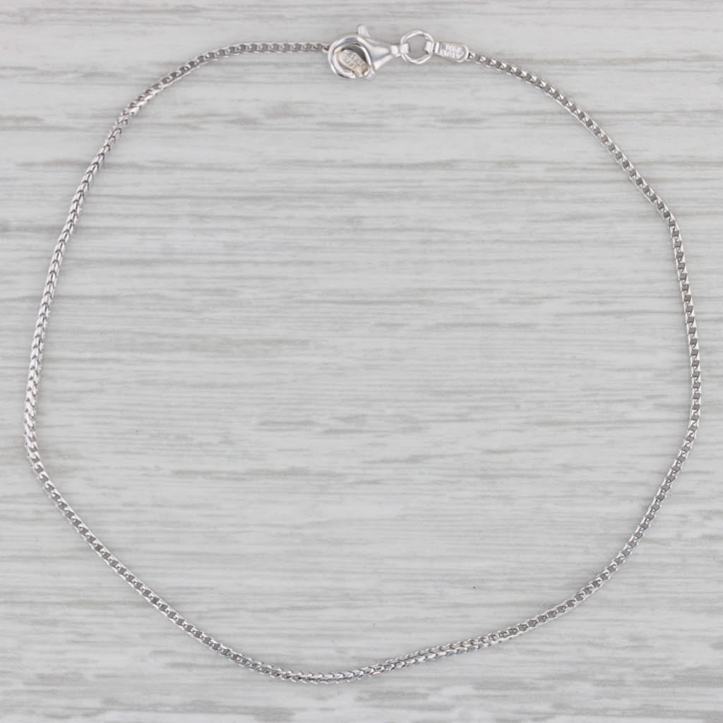Gray 9.25" Wheat Chain Bracelet Anklet 14k White Gold 1.2mm