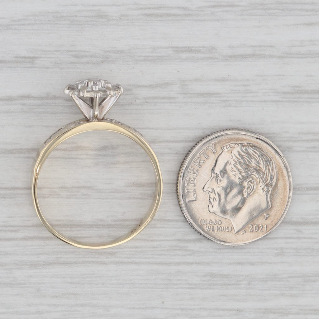 Gray 0.25ctw Diamond Cluster Flower Engagement Ring 10k Yellow Gold Size 7.75