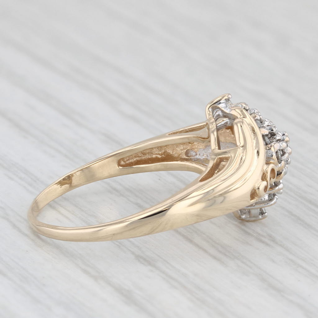 Light Gray 0.23ctw Diamond Cluster Ring 10k Yellow Gold Bypass Size 7