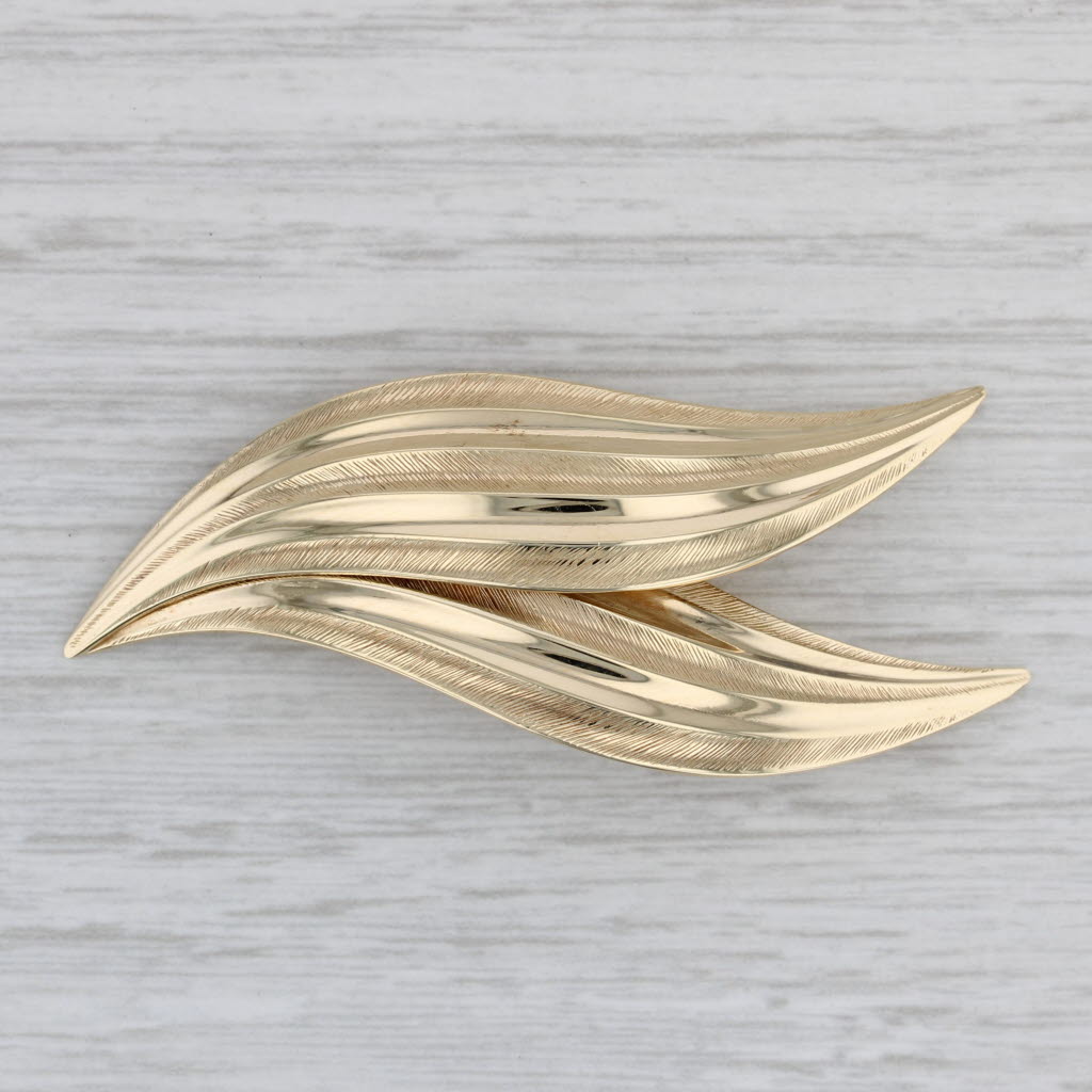 Gray Tiffany & Co Leaf Brooch 14k Yellow Gold Germany Floral Pin