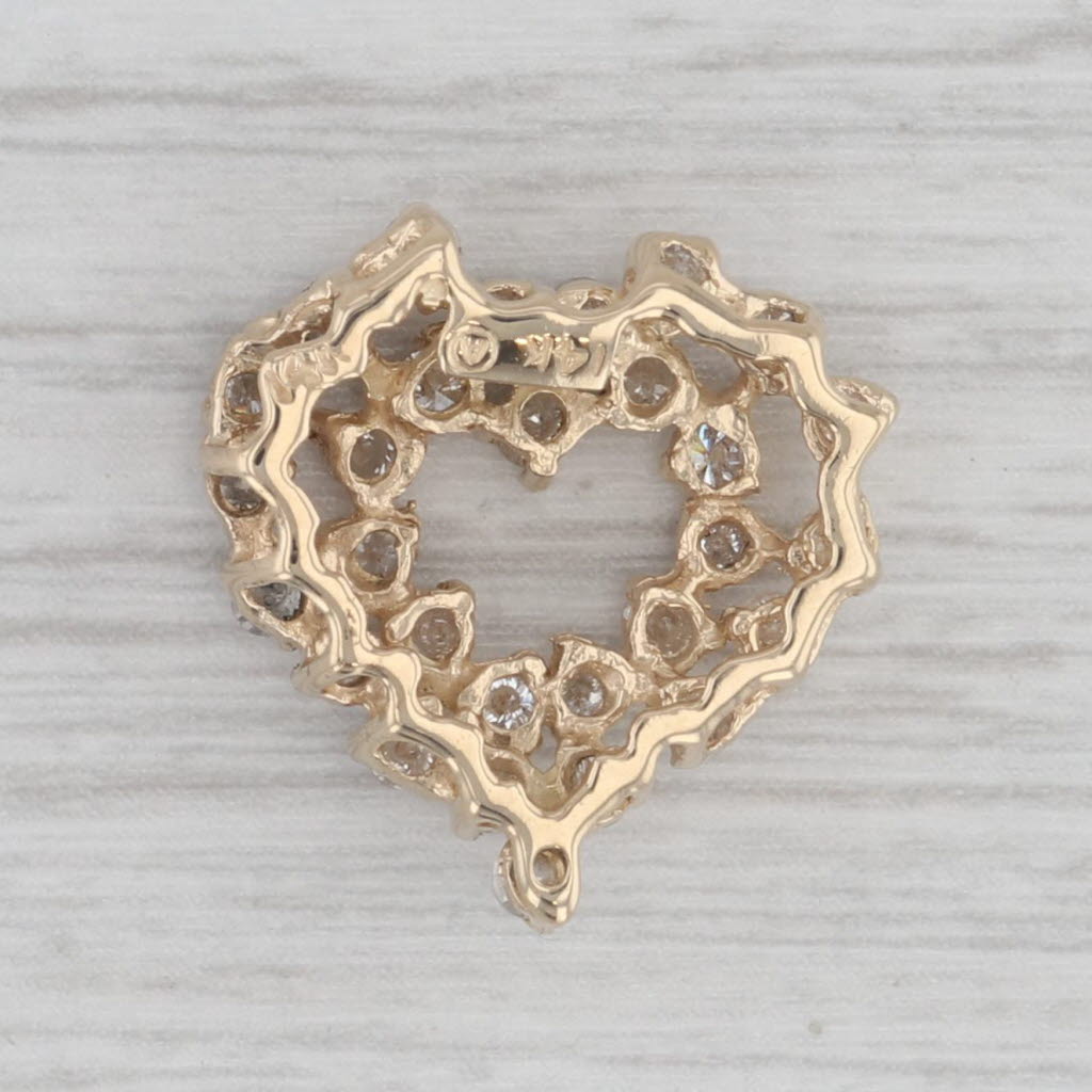 Gray 0.78ctw Diamond Open Heart Pendant 14k Yellow Gold Floating Drop