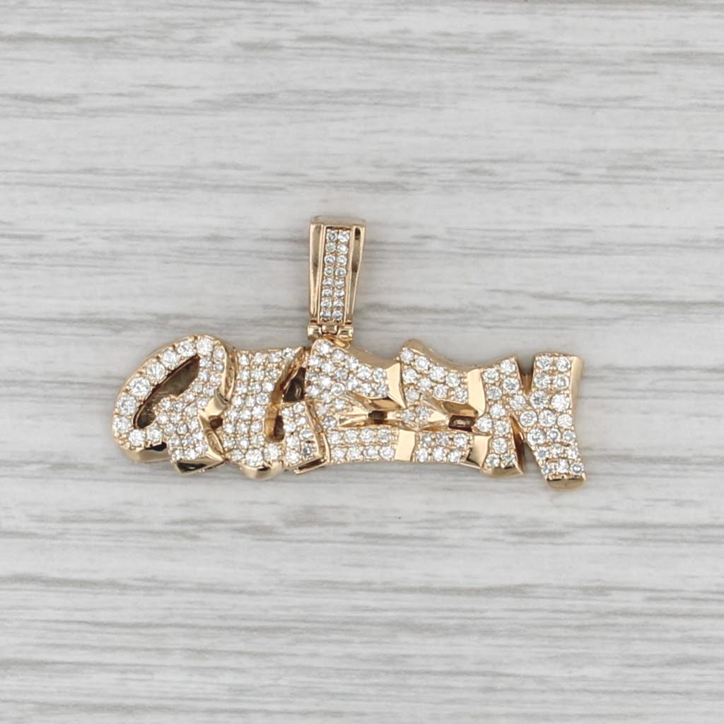 1.18ctw Diamond Queen Statement Pendant 10k Yellow Gold