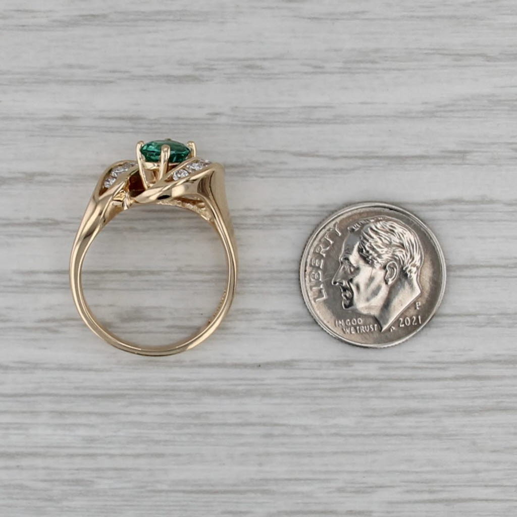 Green Beryl 0.40ctw Diamond Bypass Ring 14k Yellow Gold Size 7.5