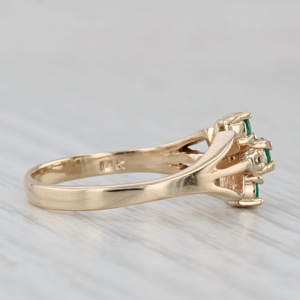 Gray 0.29ctw 3-Stone Emerald Diamond Ring 14k Yellow Gold Size 7