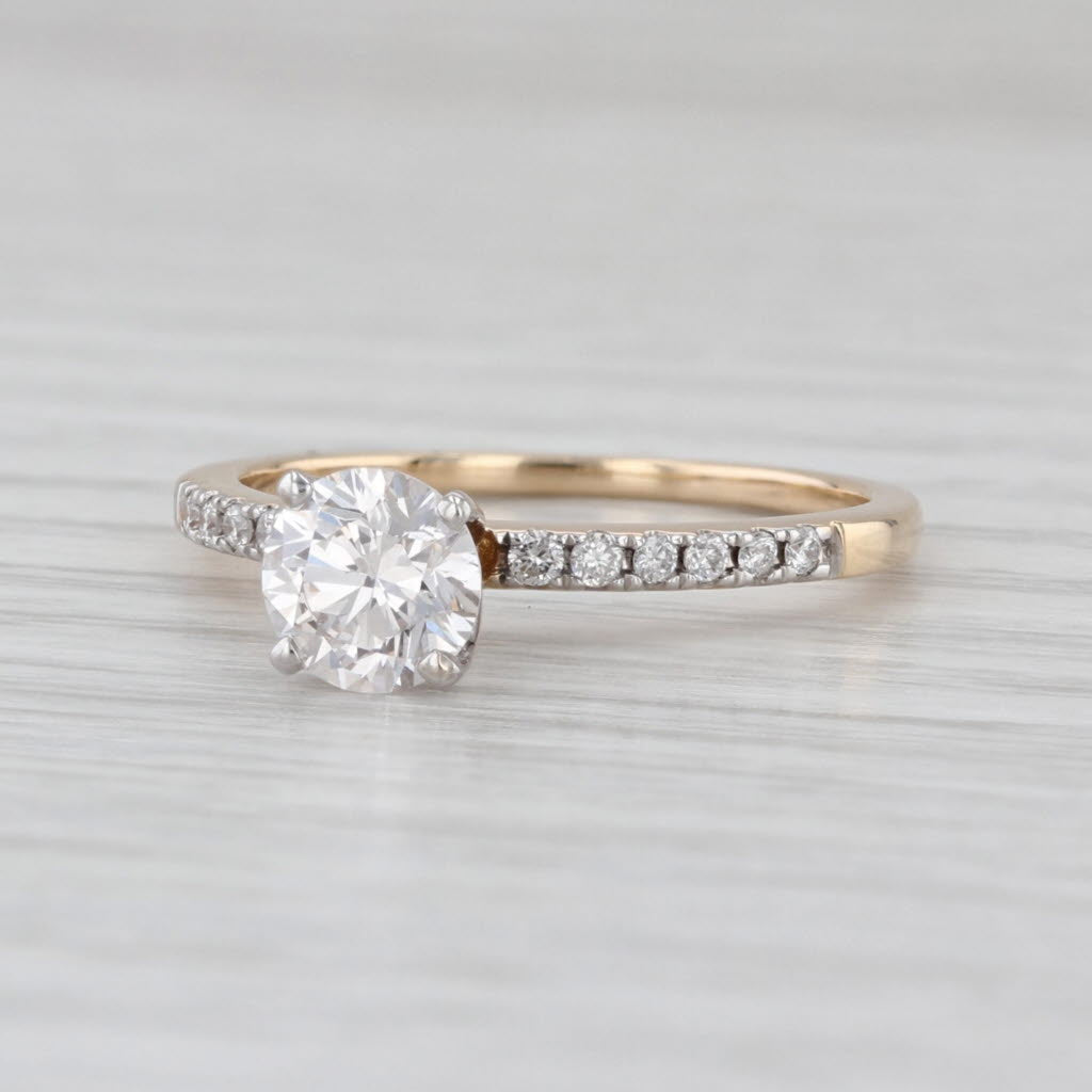 IGI 0.94ctw Lab Grown Round Diamond Engagement Ring 14k Yellow White Gold Size 7
