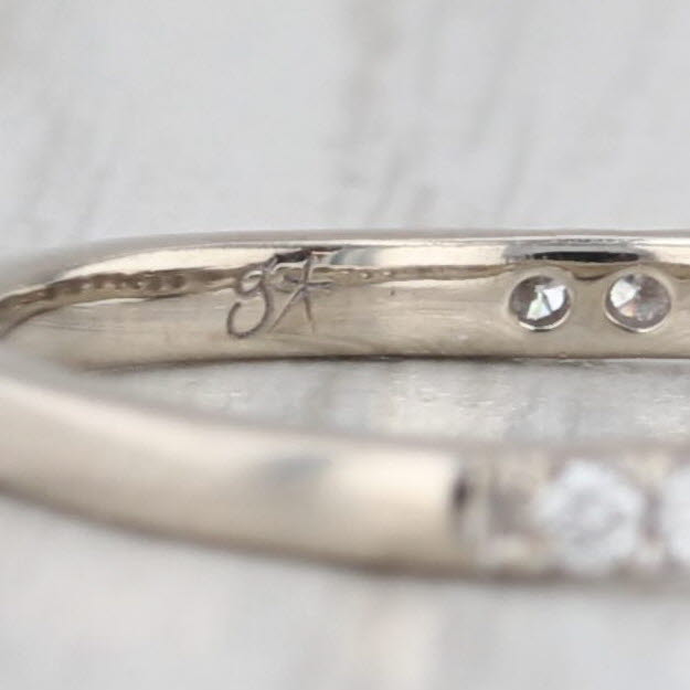 0.26ctw Diamond Contoured Wedding Band 14k White Gold Size 4.75 Stackable Ring