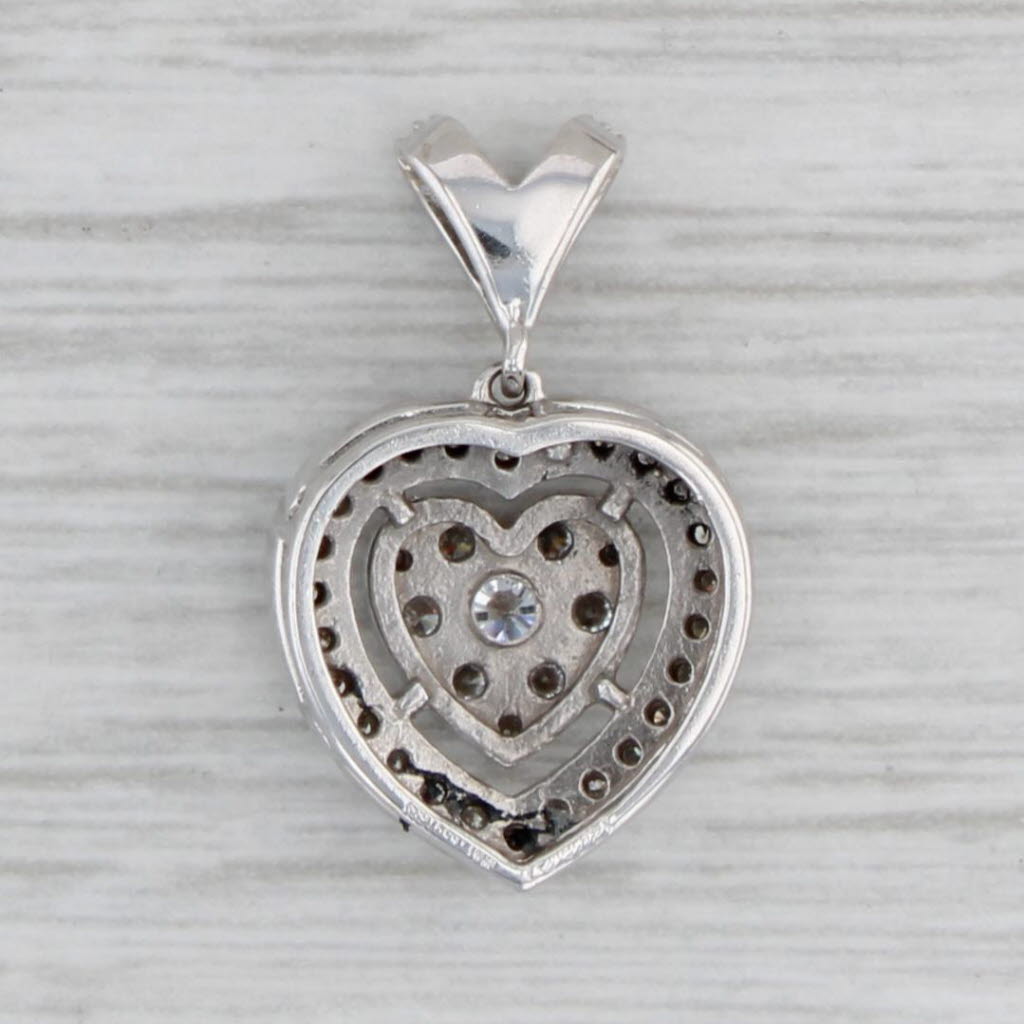 Gray 0.50ctw Diamond Heart Pendant 14k White Gold Openwork Drop