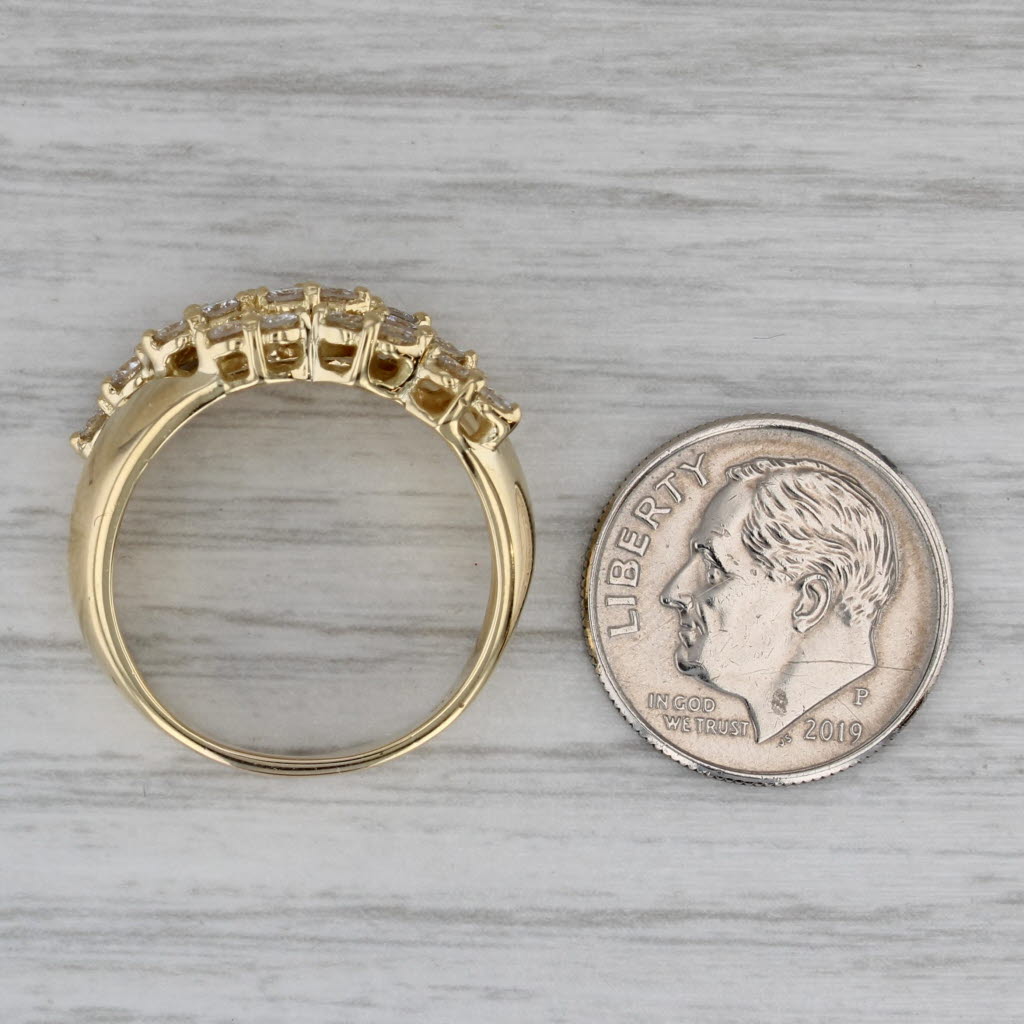 Dark Gray 1ctw Diamond Cluster Ring 18k Yellow Gold Size 7.5