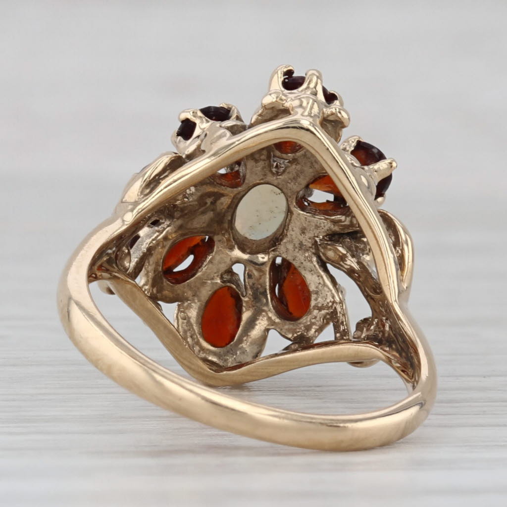 Gray 1.60ctw Garnet Cluster Halo Opal Ring 10k Yellow Gold Size 6.25