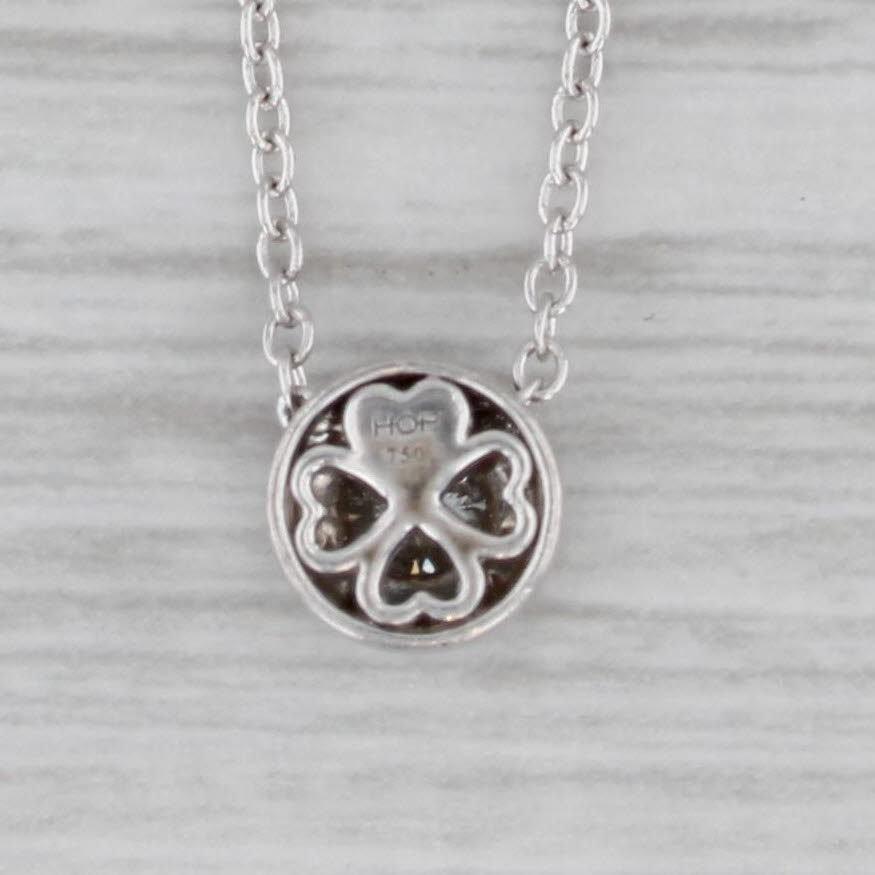 Gray Heart On Fire Diamond Halo Pendant Necklace 18k White Gold 16" 18"