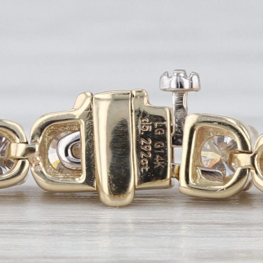 New 5.29ctw Lab Grown Diamond Tennis Bracelet 14k Yellow Gold 7" 3mm VS2 F-H